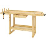 Wiltec - tabli de travail ? en h�v�a / rubberwood ? 45 x 49 x 86 cm ? avec tiroir, espace de rangement, ...