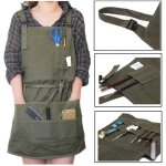 Tablier tablier professionnel en toile avec poches femme homme adulte, vert arm�e, ajustable(71�95cm) ...