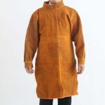 Tablier de soudage unisexe en cuir de vachette avec manches et col, adapt� aux travaux d'atelier intensifs, ...