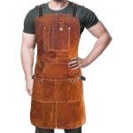 Tablier de soudeur professionnel en cuir pour homme avec 6 poches. tablier de soudure durable de travail ...