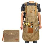 Tablier de travail en toile cire pour homme et femme avec poche et bretelles rembourres, boucle  dgagement ...