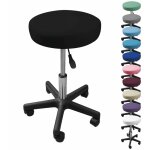Tabouret d'atelier rond � roulettes r�glable en hauteur de 43. 5 � 60. 5 cm et pivotable � 360� - noir ...