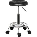 Tabouret d'atelier rond  roulettes rglable pivotable  360 - noir