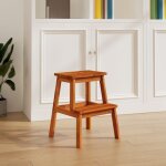Tabouret - escabeau 2 marches 40x38x50 cm bois d'acacia solide