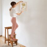 Tabouret escabeau en bois d'hévéa pliant marchepied 3 marches escabeau multifonctionnel avec marches ... Tabouret escabeau en bois d'hévéa pliant marchepied 3 marches escabeau multifonctionnel avec marches ...