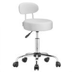 Tabouret � roulettes avec dossier confortable pivotable 360� r�glable en hauteur avec repose - pieds ...