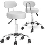 Tabouret  roulettes avec dossier confortable pivotable 360 rglable en hauteur avec repose - pieds ...