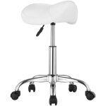Tabouret de selle avec roulettes, capacit de 450 lb, ergonomique et rglable, cuir pu pais, pour salon, ...