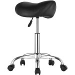Tabouret de selle avec roulettes, chaise ergonomique r�glable en hauteur, capacit� de 450 lb, cuir pu ...