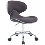 Tabouret de travail sur roulettes hauteur r�glable et pivotant en tissu gris fonc� pieds m�tal chrom� ...