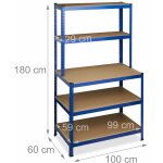 Helloshop26 - tag�re charge lourde garage �tabli 900 kg support� � clipser 5 niveaux cave 180 cm bleu ...