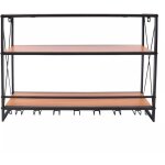 Gojoy - tag�re � vin murale en m�tal pour 3 bouteilles de vin - avec porte - gobelet - jusqu'� 7 verres ...