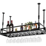 Étagère à vin suspendue de 100 cm et support de verre à vin, montage au plafond, étagère à vin, porte ... Étagère à vin suspendue de 100 cm et support de verre à vin, montage au plafond, étagère à vin, porte ...