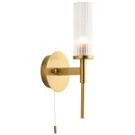 Talo applique salle de bain métal, plaque laiton satiné, verre nervuré, ip44 - endon Talo applique salle de bain métal, plaque laiton satiné, verre nervuré, ip44 - endon