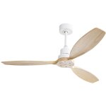 Tanant - ventilateur de plafond moteur dc 132 cm avec 3 pales en bois massif, 6 vitesses, tlcommande, ...