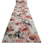 Tapis de couloir antid�rapant lotus bouquet 52900 fleurs beige / rose lavable 100cm beige 100x300 cm