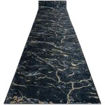 Tapis de couloir antid�rapant lotus galactic 9523 marbre noir / l'or lavable 60cm black 60x170 cm