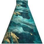 Tapis de couloir antid�rapant lotus shadows 37750 abstraction vert / or lavable 60cm green 60x160 cm