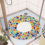 Tapis de douche antidrapant 60 x 60 cm, tapis de bain de scurit confort doux avec trous de drainage, ...