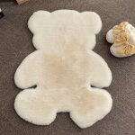 Tapis doux en peluche en forme d'ours - tapis de sol antid�rapant pour chambre, chambre d'enfant ou entr�e ...