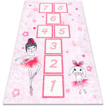 Rugsx - tapis lavable junior 51828. 802 marelle, ballerine pour les enfants antidrapant - rose pink ...