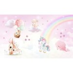 Tapis magn�tique pour radiateur, animaux, arc - en - ciel, rose, 60x100