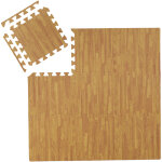 Tapis protection sol 9, puzzle sport et appareils fitness, tissu eva, sans bpa, effet optique bois, nature ...