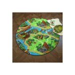 Dcoweb - tapis rond de jeu enfant - circuit de voiture - volcans et dinosaures -  150 cm