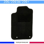 Tapis de sol voiture - sur mesure pour peugeot 206 / 206sw / 206 + (09 / 1998 - 12 / 2014) - antid�rapant ...