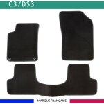 Tapis de voiture - sur mesure pour c3 / ds3 (2009 - 2019) - 3 pices - tapis de sol antidrapant pour ...
