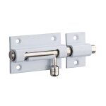 Targette pour porte de meuble, laiton poli blanc, p�ne � 8mm, 50x30mm - thirard