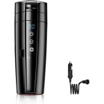 Tasse chauffante isotherme 400ml 12v / 24v - contr�le intelligent temp�rature pour voiture / bureau (acier ...