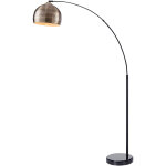 Lampadaire Arquer arc lampe de salon abat-jour bronzée pied marbre noir  Teamson Home VN-L00010AB-EU