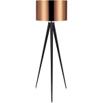 Lampadaire tr�pied lampe de salon sur pied noir abat - jour cuivr� romanza teamson home vn - l00005 - ...