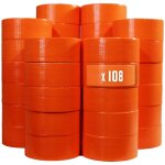 Lot de 108 rubans adh�sifs toil�s orange 50 mm x 33 m - rouleau adh�sif pour fixer les b�ches, fils et ...