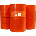 Lot de 12 rubans adh�sifs toil�s orange 50 mm x 33 m - rouleau adh�sif pour fixer les b�ches, fils et ...