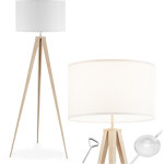 Tectake - lampadaire lunaris, abat - jour en tissu, tr�pied -