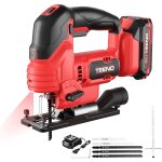 Teeno 20v scie sauteuse sans fil avec 1x2. 0ah batteries, 800 - 3000 spm scie sauteuse laser avec 3 lames ...