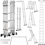 Teeno 4, 7 m �chelle multifonction 7 en 1, 4 x 4 marches �chelle transformable 20 �chelons, �chelle pliante ...