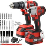 Brushless cl  chocs sans fil 320nm, perceuse a percussion teeno pack 2 outils, 2 batterie 3. 0ah, 1 ...