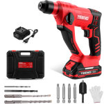 Teeno - marteau perforateur sans fil 20v, lithium 2, 0 ah 1 batteries, force de fappe de 1, 2j, capacit� ...