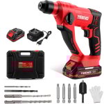 Teeno - marteau perforateur sans fil 20v, lithium 2, 0 ah 2 batteries, force de fappe de 1, 2j, capacit ...