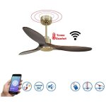 Tenerife - super destratificateur et ventilateur dc 132 cm laiton sans lumi�re pales bois sombre id�al ...