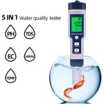 Testeur de qualit� de l'eau 5 en 1 compteur num�rique analyseur de qualit� de l'eau d�tecteur ph / tds ...