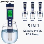 Testeur de temp�rature num�rique ph tds ec 5 en 1, testeur de salinit�, conductivit�, filtre � eau, puret�, ...