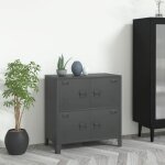 The living store - coffre de rangement industriel anthracite 75x40x80 cm acier anthracite