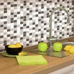 Thedecofactory - stick tile - carrelage mural fa�ence adh�sive motifs mosa�ques noir et blanc - 4 plaques ...