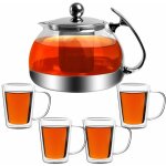 Th�i�re 1, 2l avec filtre en acier inoxydable 4 verres � th� service � th� 5 pi�ces boissons chaudes ...