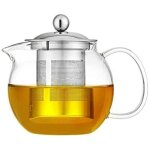 Th�i�re verre borosilicate avec passoire inox couvercle feuilles vrac