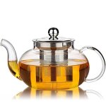 Th�i�re en verre avec couvercle et infuseur en acier inoxydable, 33 onces